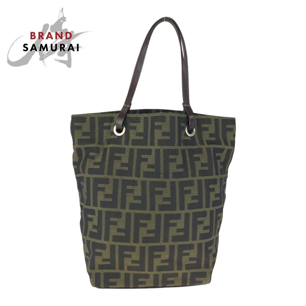 Fendi Zucca tote bag Handbag brown dark leather